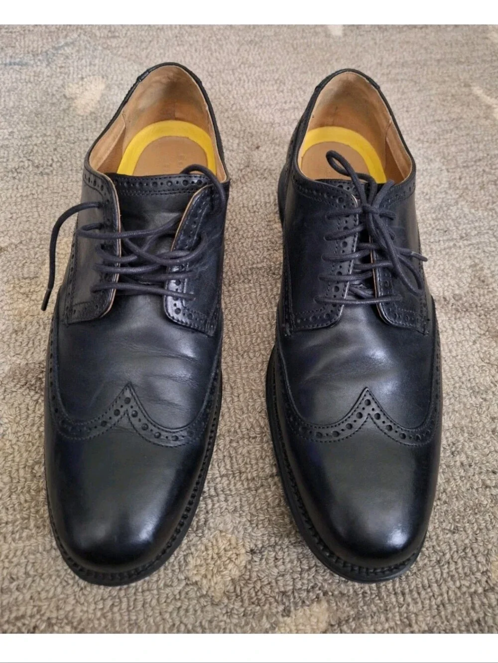 Cole Haan Black Leather Wingtip Derby Shoes